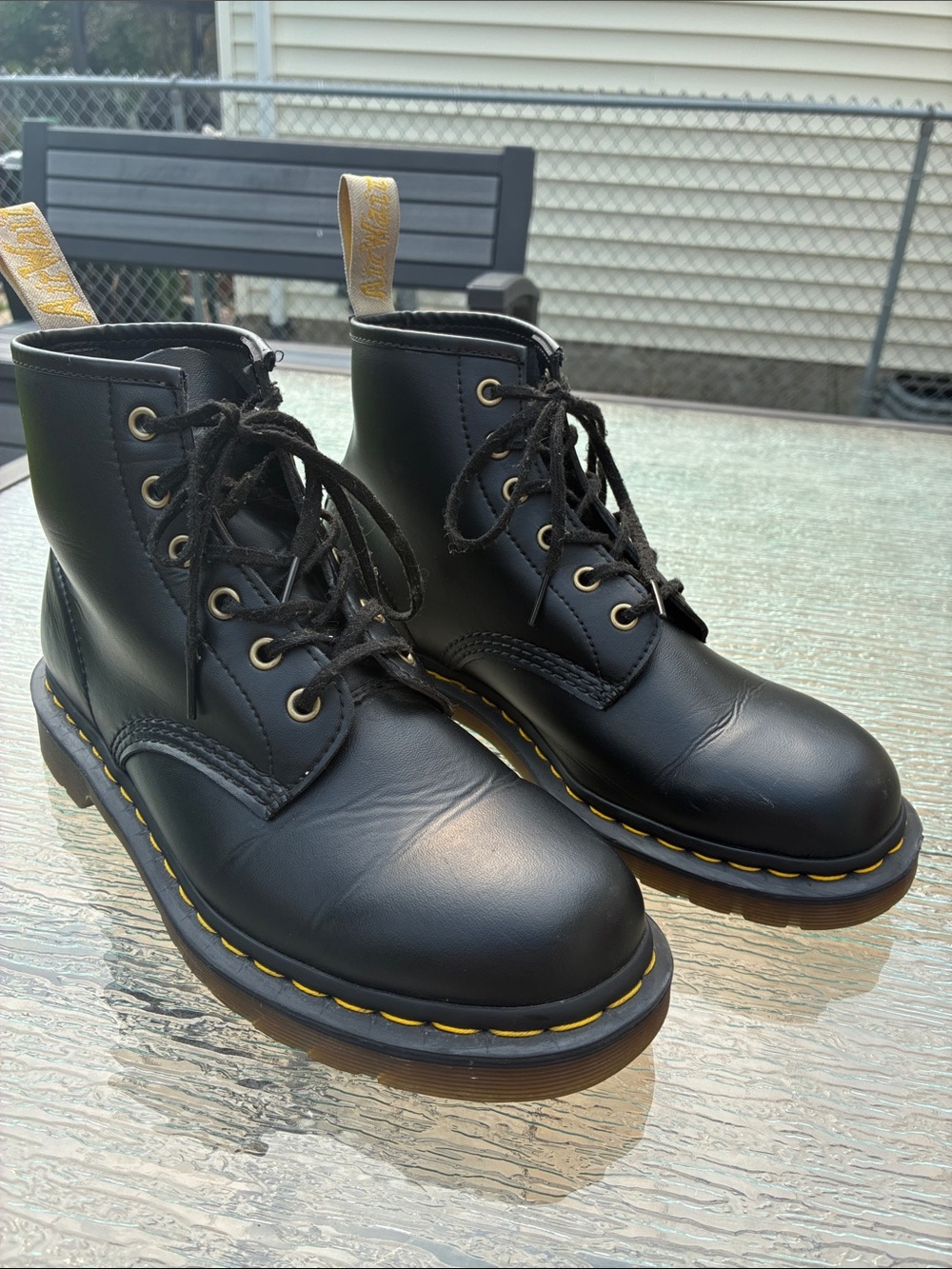 Dr. Martens Air Wair Black 101 Vegan Lace Up Combat Moto Boots Unisex
